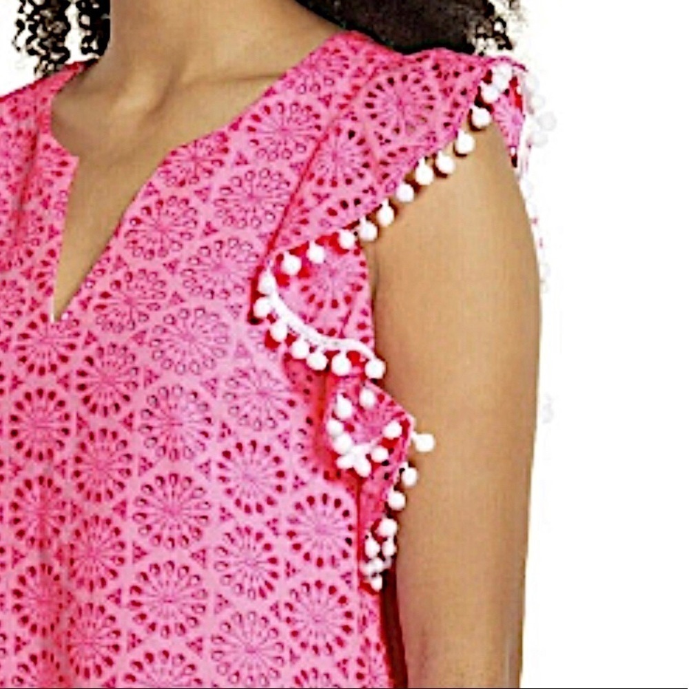 LILLY PULITZER XXS dress Astara in Prosecco Pink Neon Geo Eyelet - Picture 9 of 16